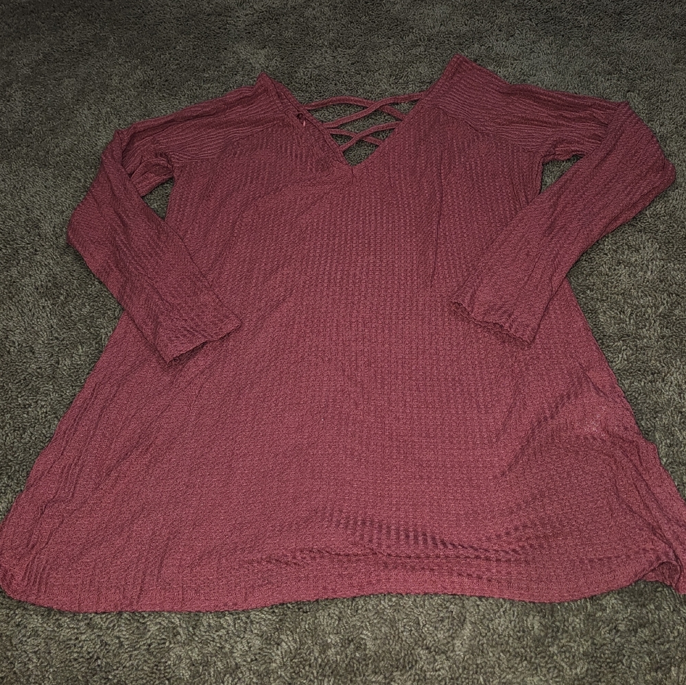 Maternity, long sleeve waffle top